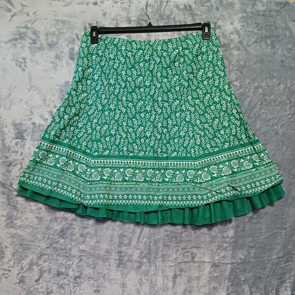 Apt 9 Skirt 14 Lined Green Cotton Boho Sequins - Picture 3 of 13